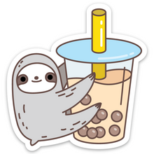 Sloth Loves Bubble Tea Sticker by Noristudio